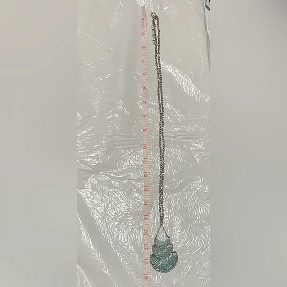 Handmade 3 tier Aqua and Silver Necklace - Picture 3 of 3